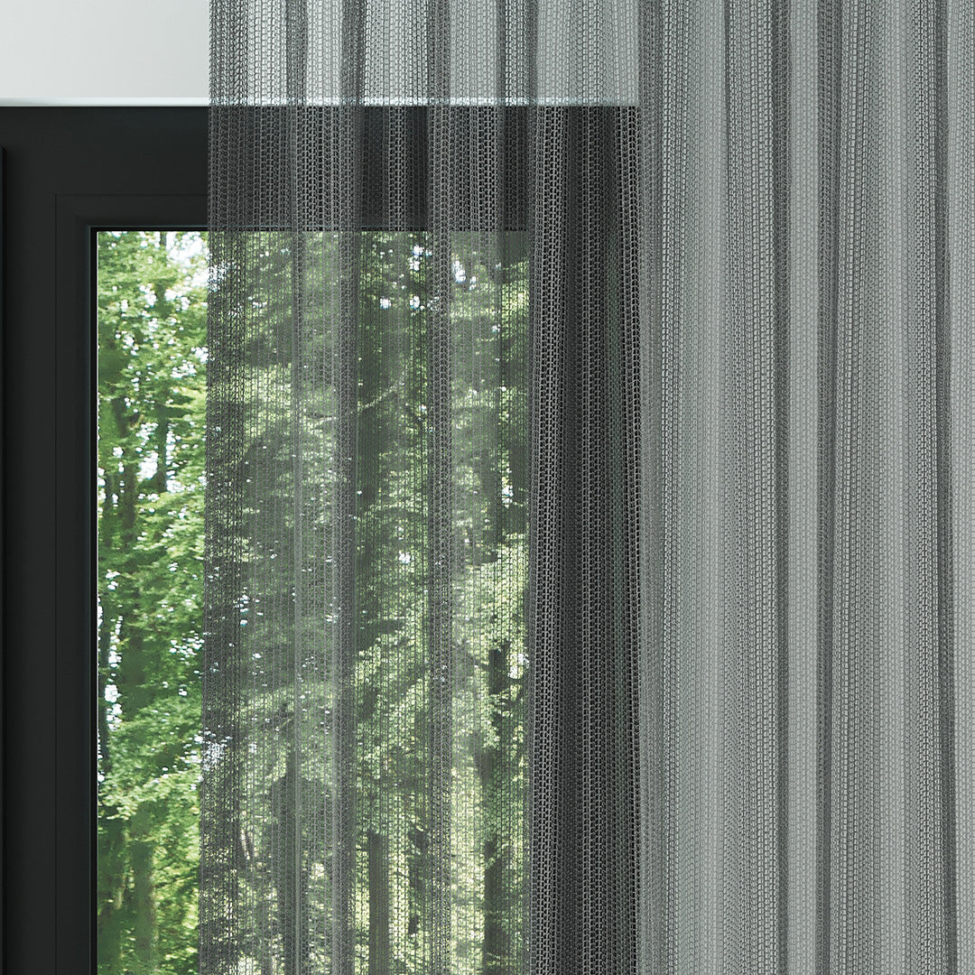 Gri Trend Kare Dosya Örme Düz Tül Perde | Alacakaranlık