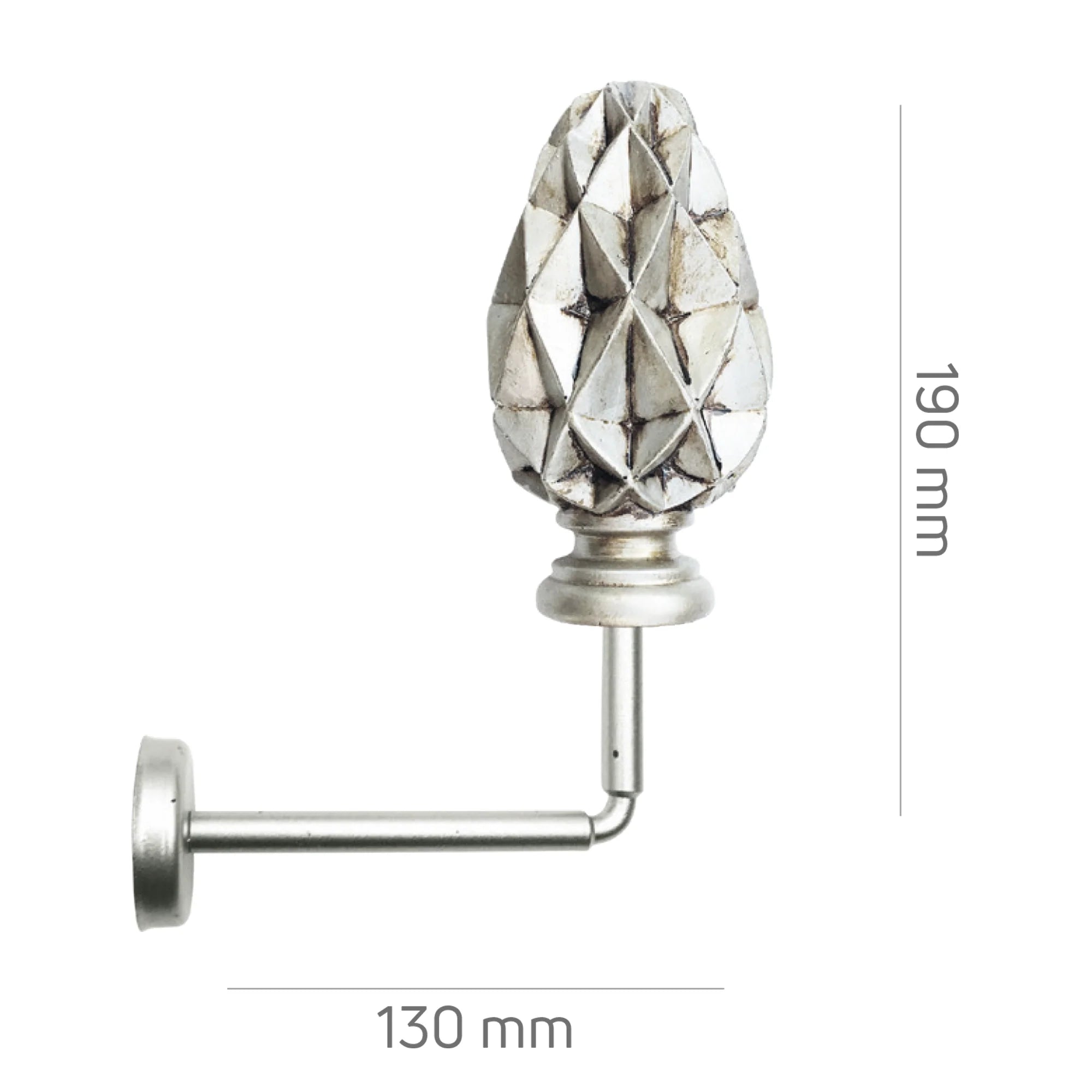 Perde Tutucu Renso - Gümüş Eskitme Metal - Kozalak