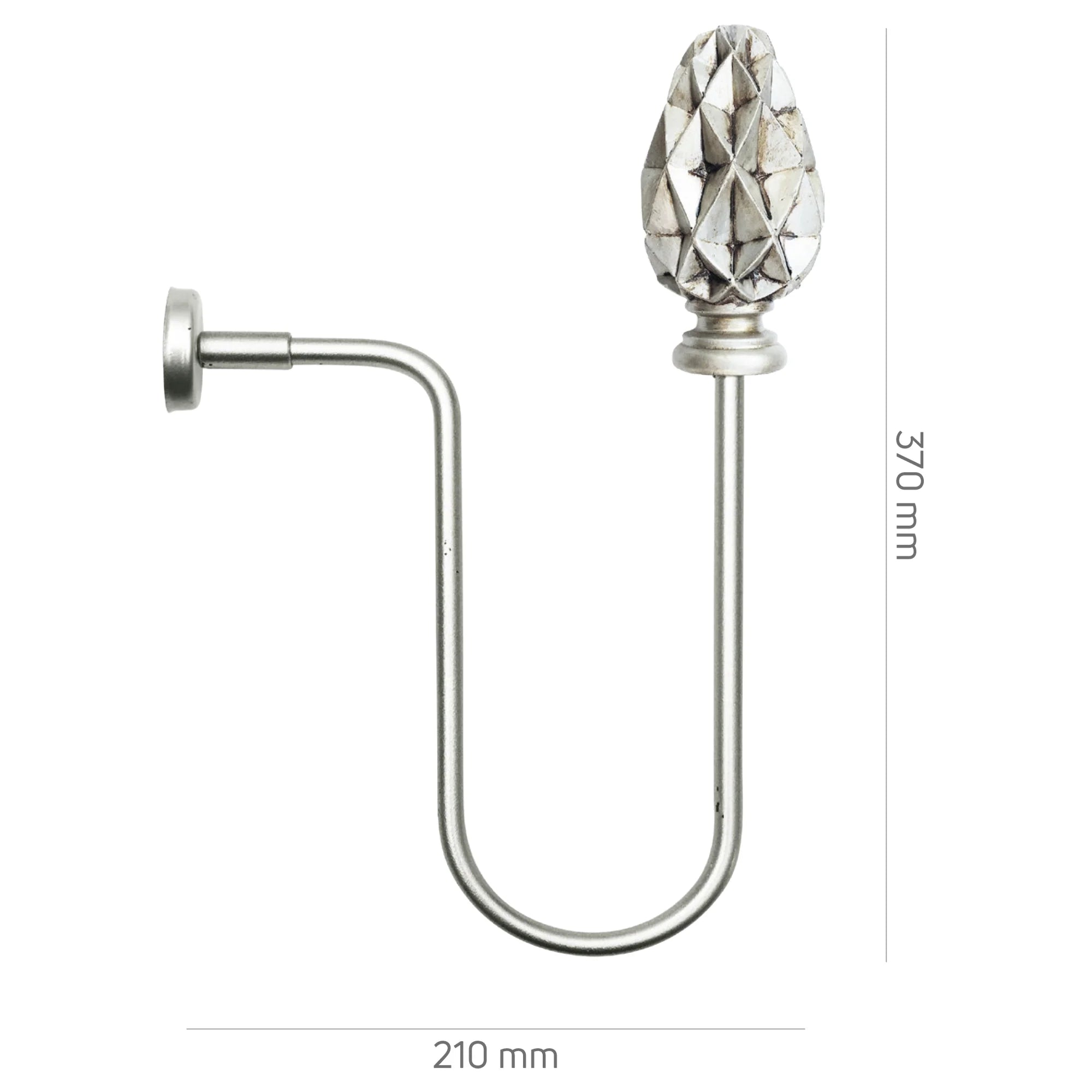 Perde Tutucu Renso Kol Bağı - Gümüş Eskitme Metal - Kozalak