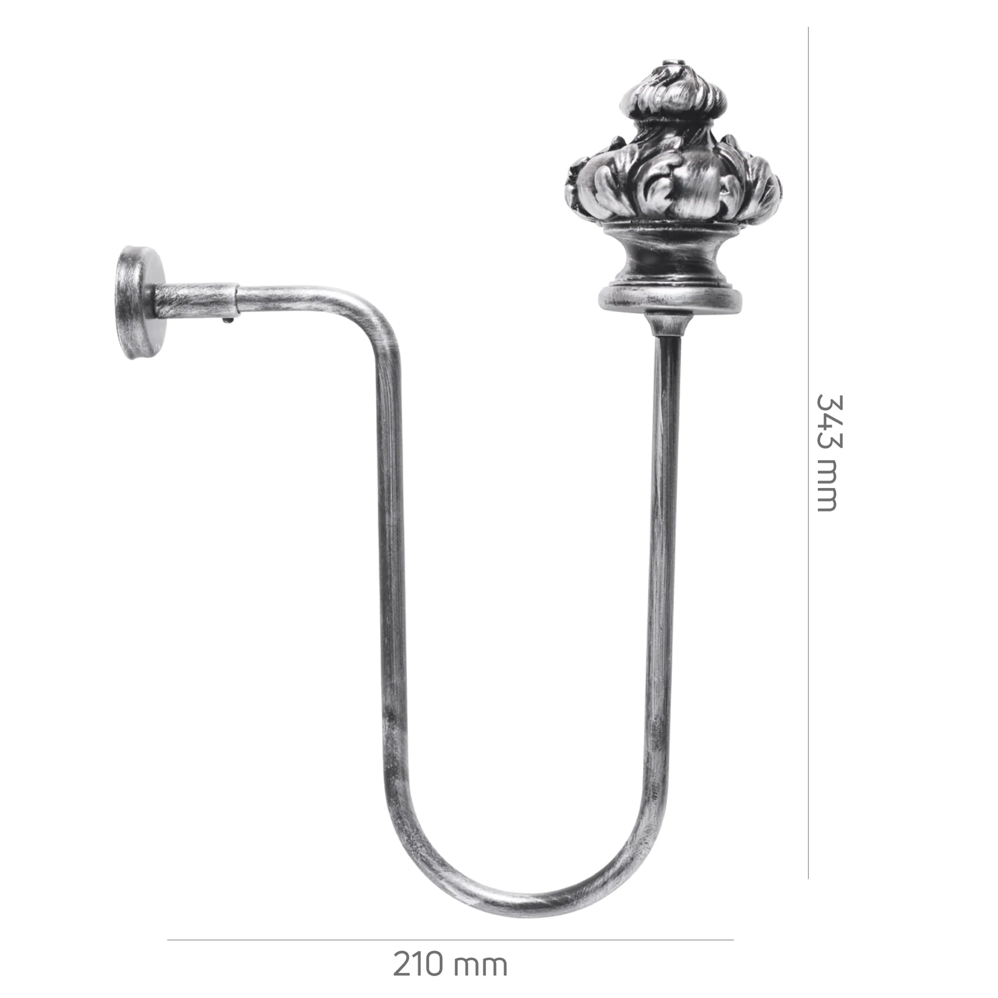 Perde Tutucu Renso Kol Bağı - Gümüş Eskitme Metal - Kraliyet