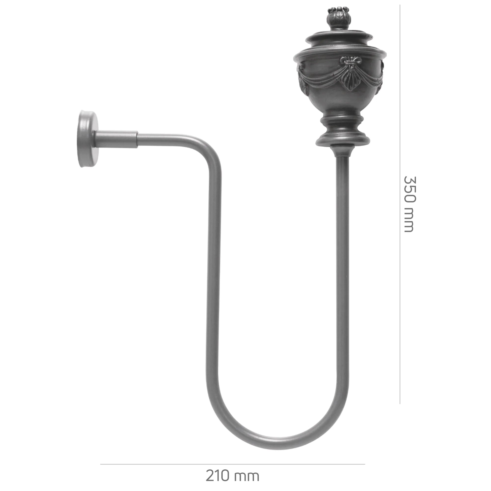 Perde Tutucu Renso Kol Bağı - Antrasit Eskitme Metal - Fiyonklu Vazo