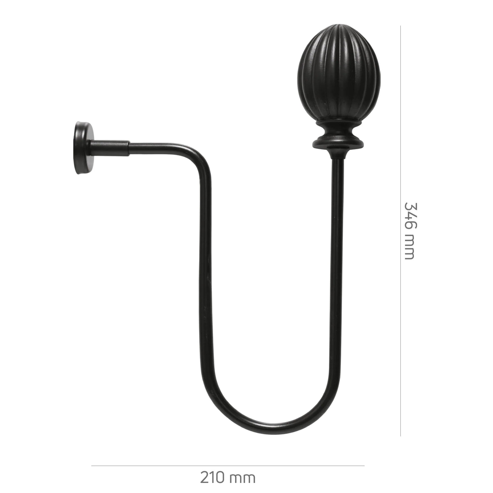 Perde Tutucu Renso Kol Bağı - Siyah Eskitme Metal - Tepe