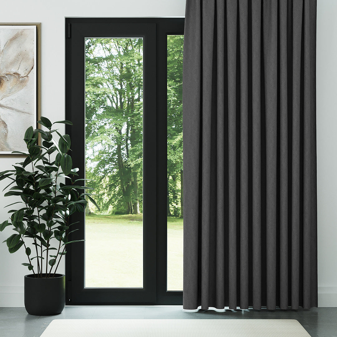 Köyü Gri Hasır Keten Karartma Fon Perde | Bonita