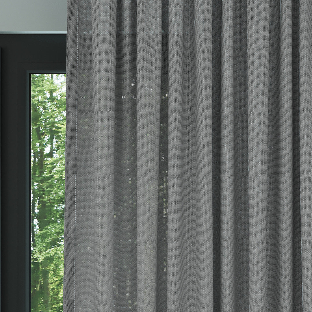Köyü Gri Parlak Düz Dokulu Tül Perde | Jasper