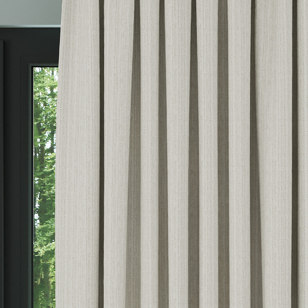 Koyu Krem Keten Desen Efekli Dökümlü Fon Perde | Ezri