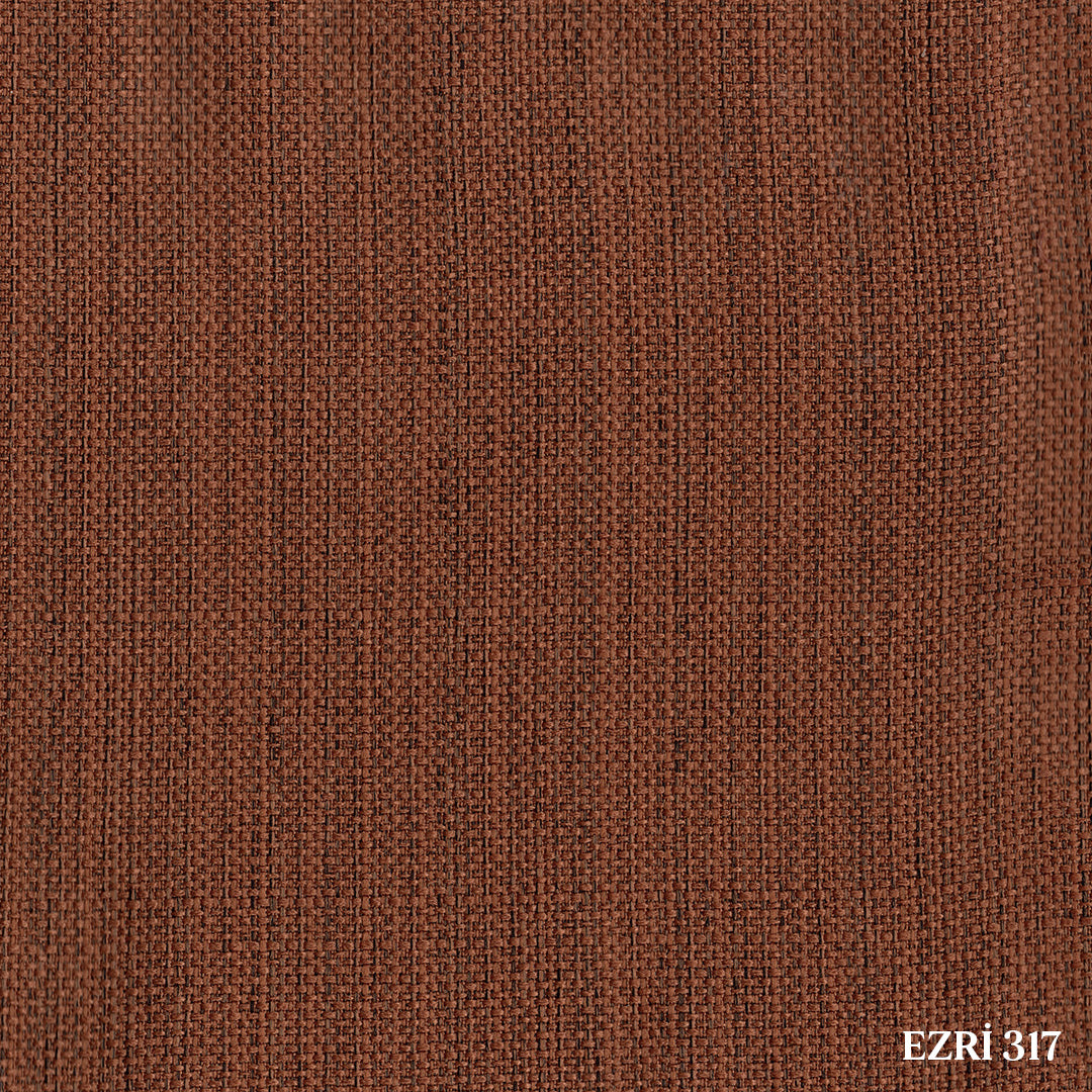 Koyu Turuncu Keten Desen Efekli Dökümlü Fon Perde | Ezri