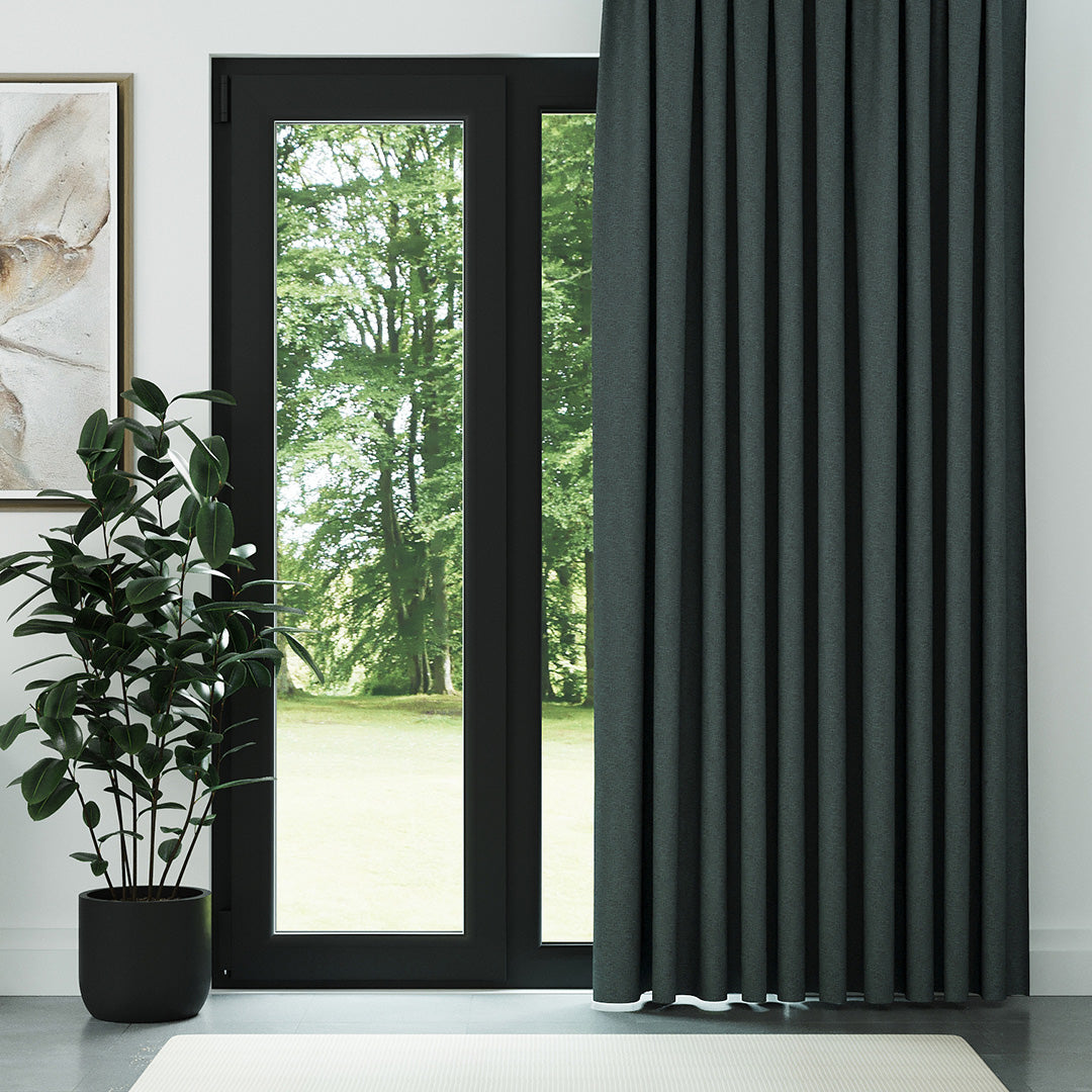 Koyu Yeşil Hasır Keten Karartma Fon Perde | Bonita