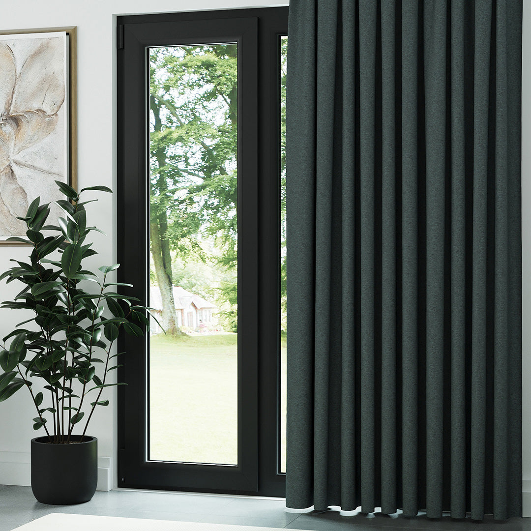 Koyu Yeşil Hasır Keten Karartma Fon Perde | Bonita