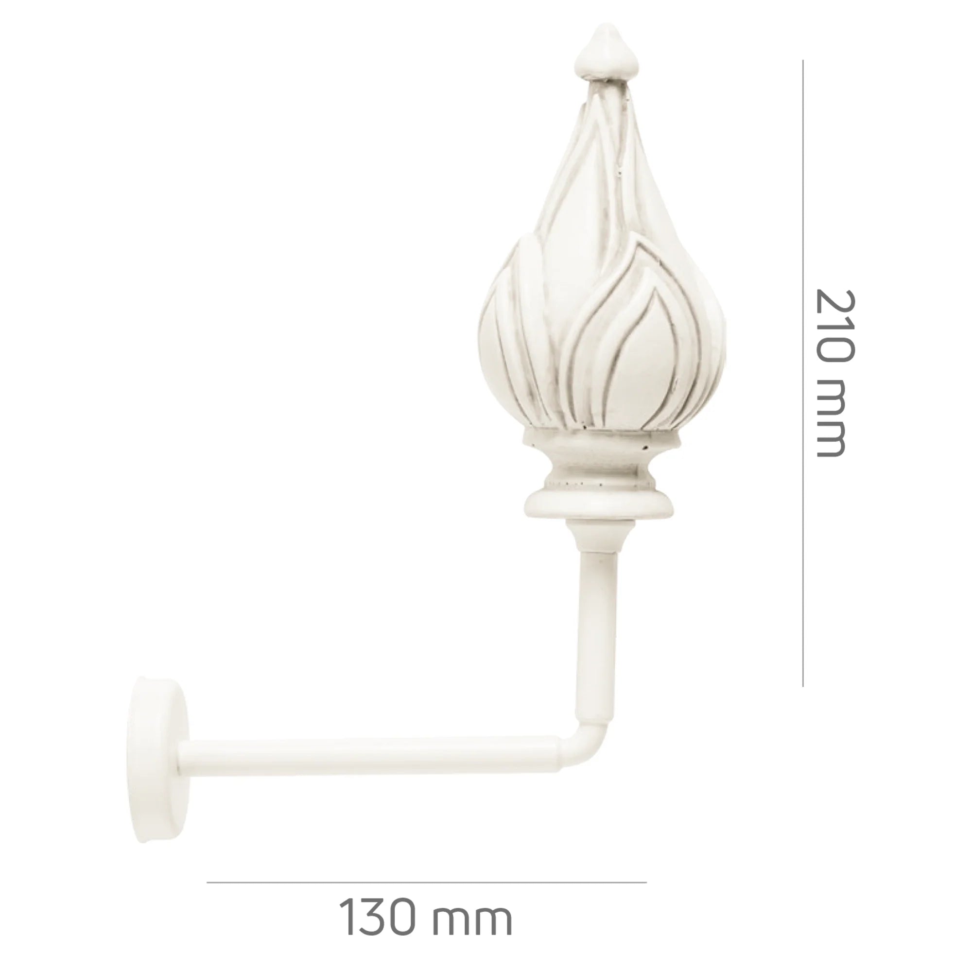 Perde Tutucu Renso - Beyaz Eskitme Metal - Lale