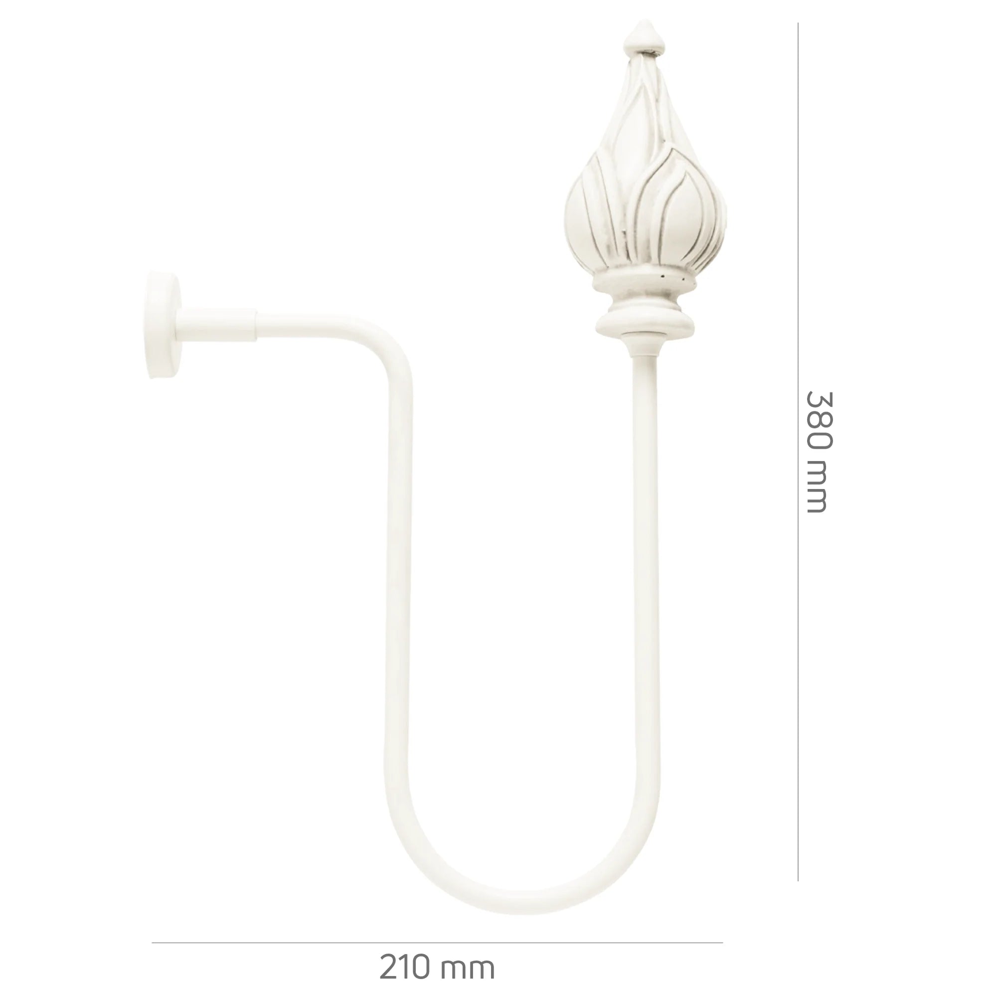 Perde Tutucu Renso Kol Bağı - Beyaz Eskitme Metal - Lale