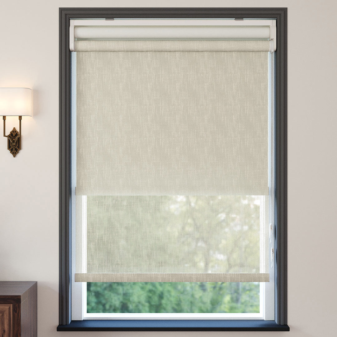 Krem Desenli Çiftli Stor Perde | çiçek aç