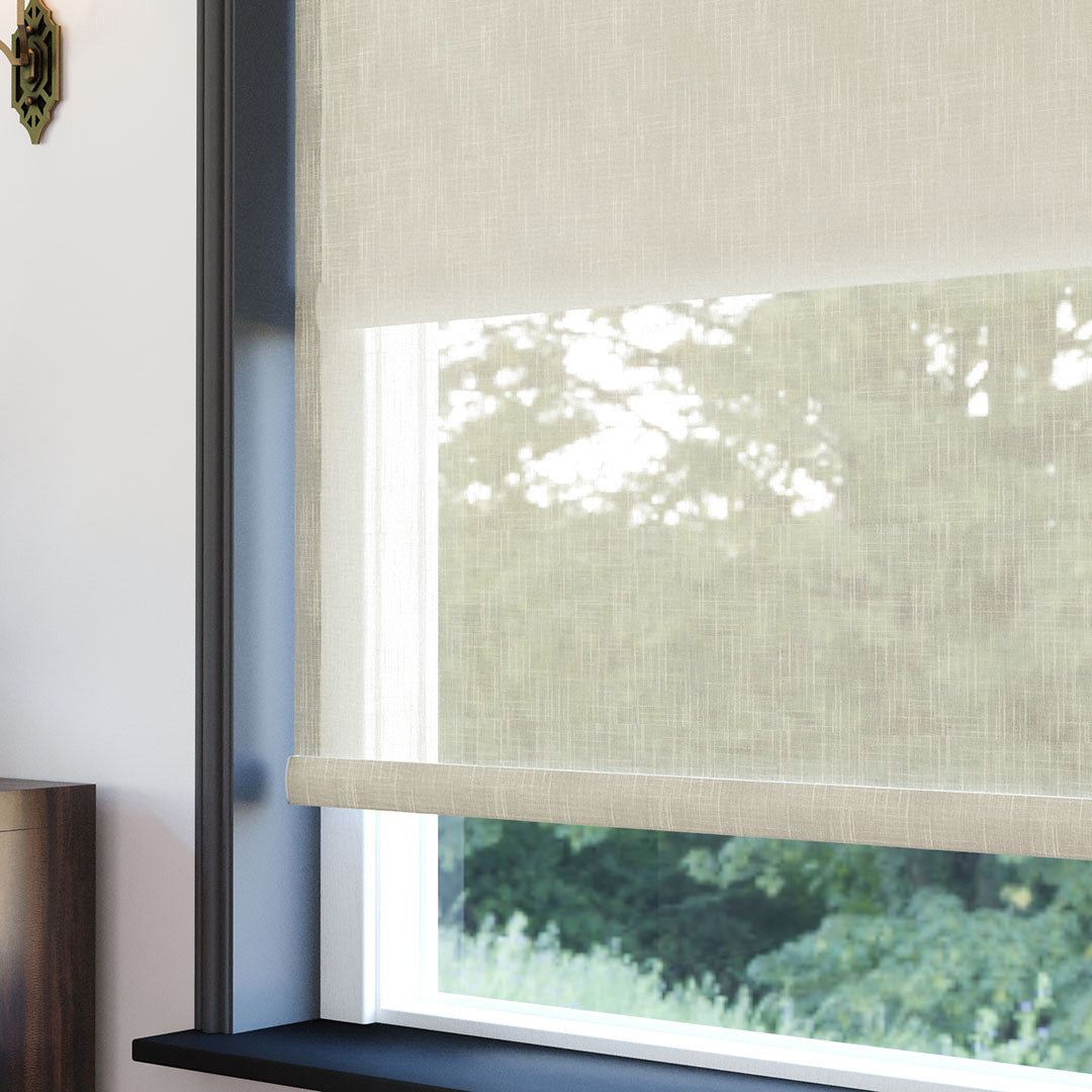 Krem Desenli Çiftli Stor Perde | çiçek aç