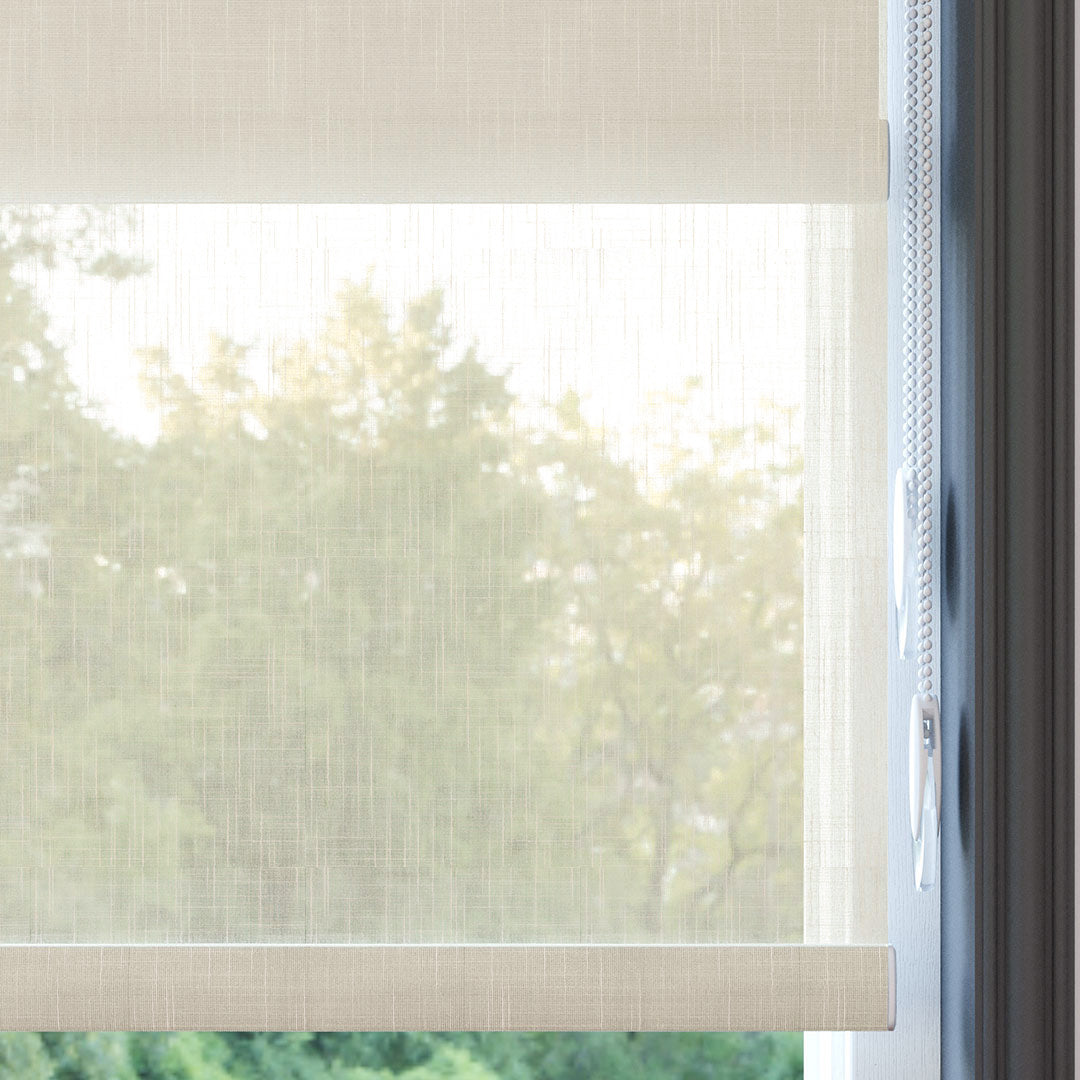 Krem Desenli Çiftli Stor Perde | çiçek aç