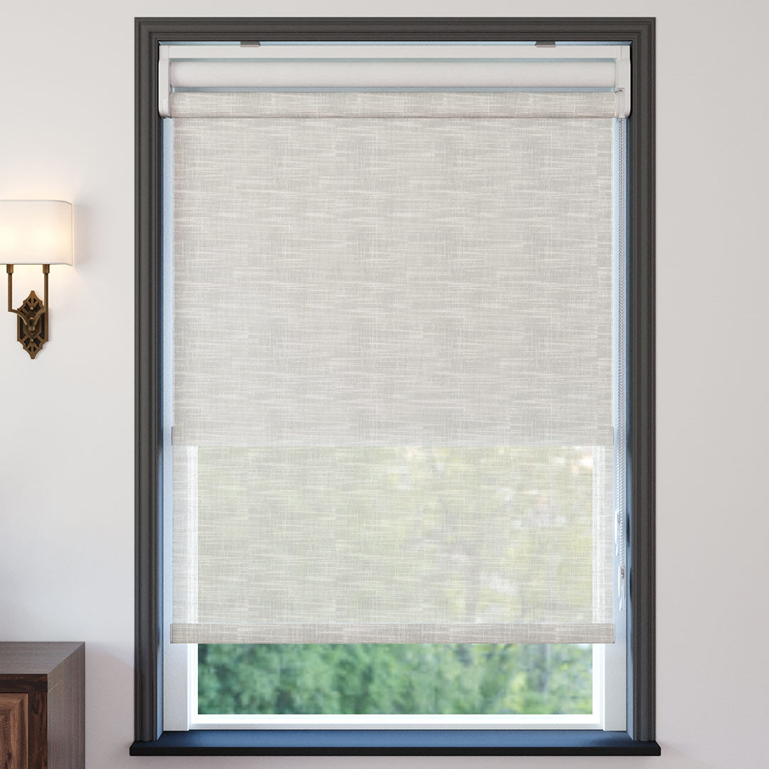 Krem Desenli Çiftli Stor Perde | Dauphine