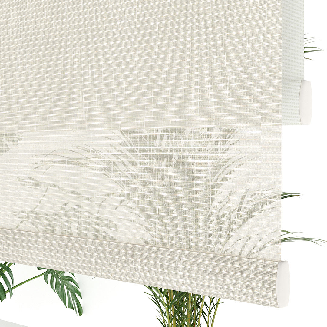 Krem Desenli Çiftli Stor Perde | Estella