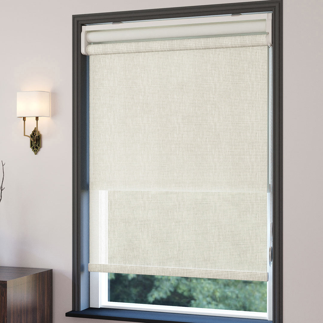 Krem Desenli Çiftli Stor Perde | Estella