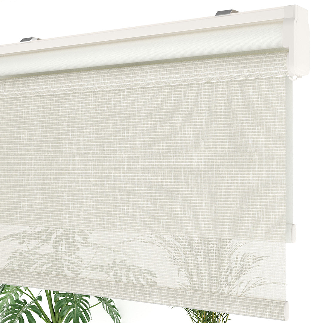 Krem Desenli Çiftli Stor Perde | Estella