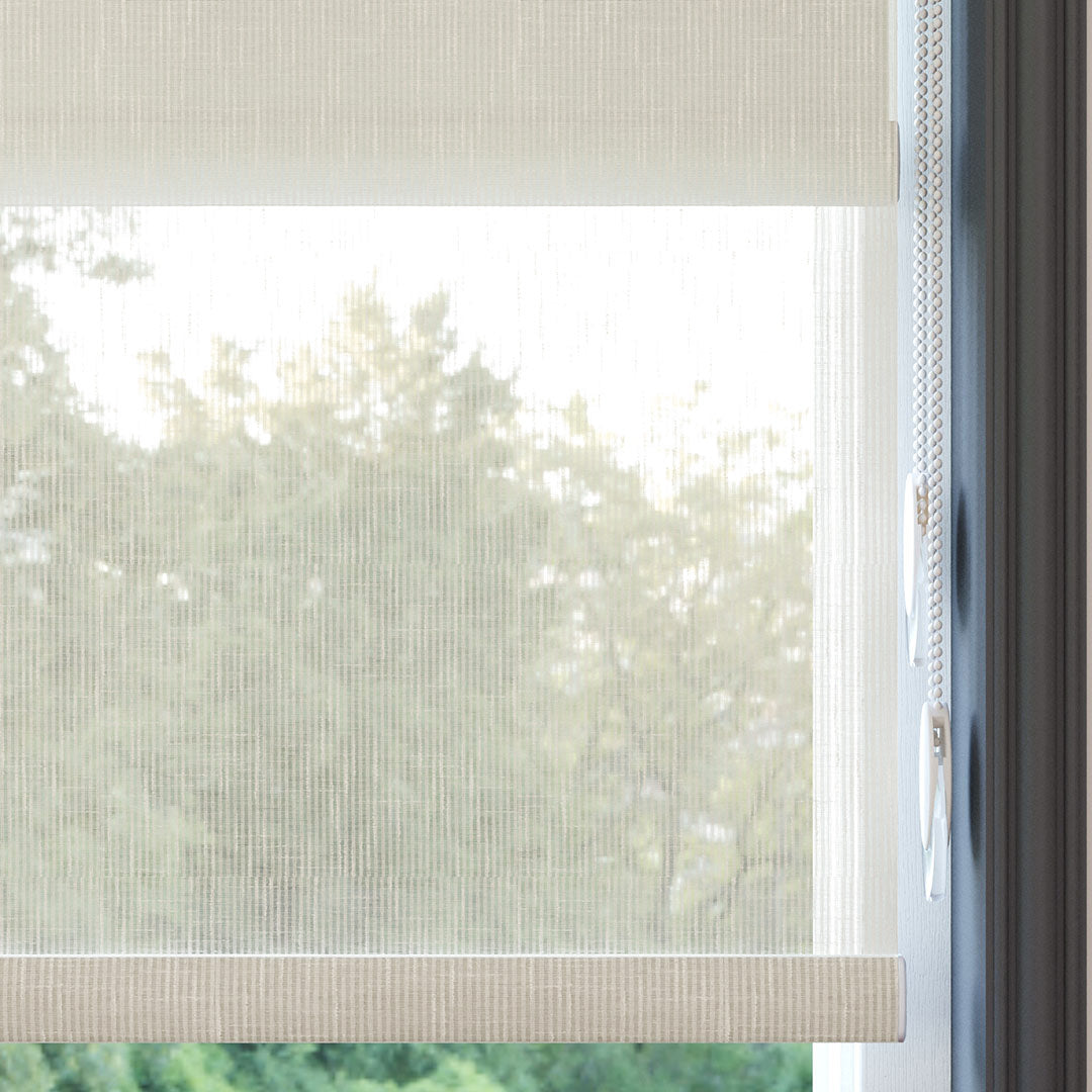 Krem Desenli Çiftli Stor Perde | Floris