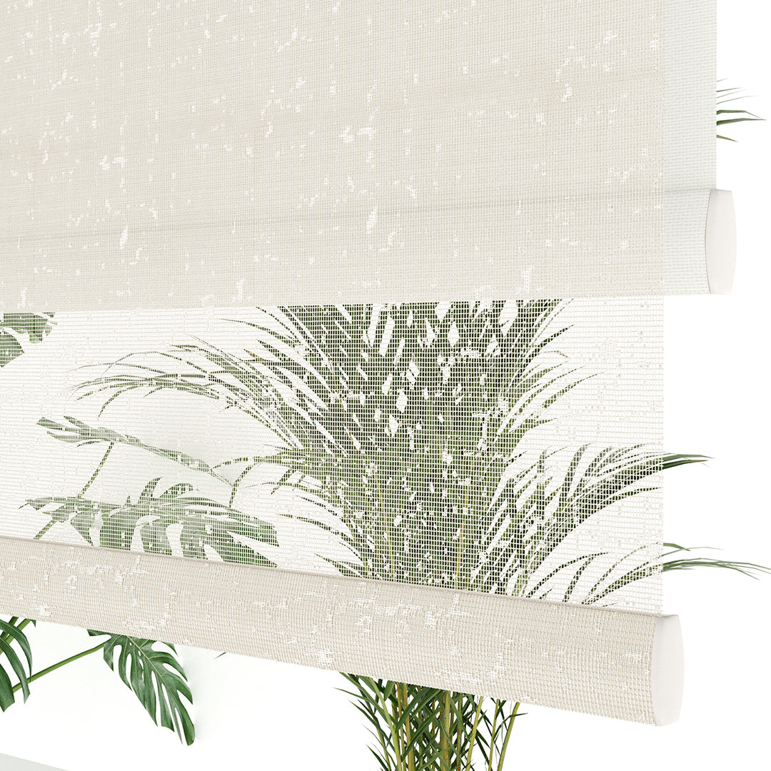 Krem Desenli Çiftli Stor Perde | Octavia