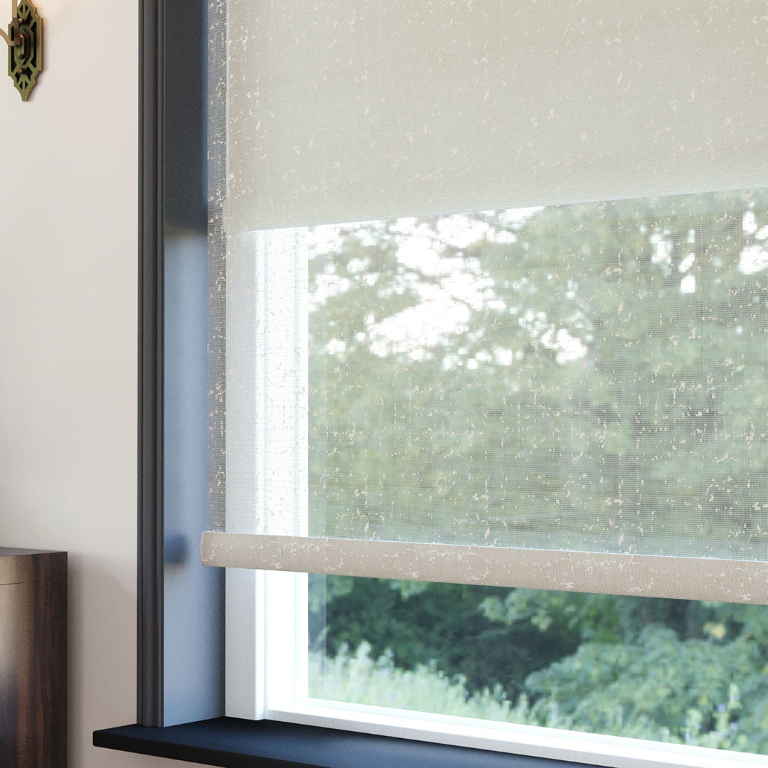 Krem Desenli Çiftli Stor Perde | Octavia