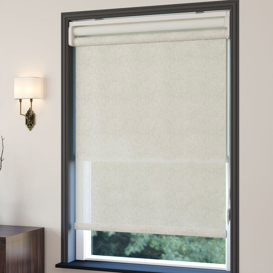 Krem Düz Çiftli stor Perde | Nevis