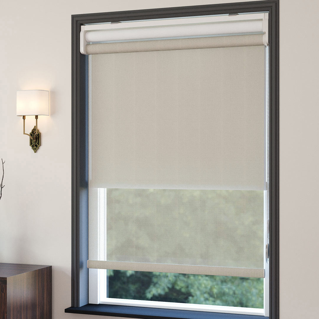 Krem Düz Çiftli Stor Perde | Saphira