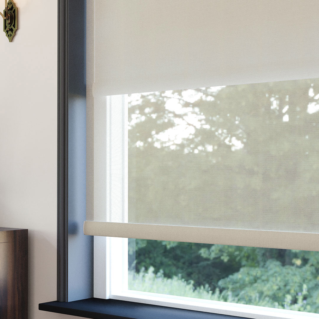 Krem Düz Çiftli Stor Perde | Saphira