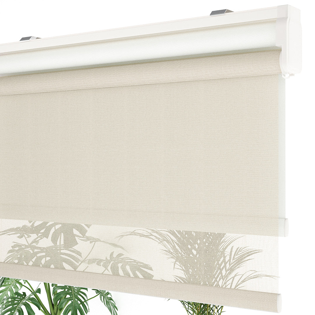 Krem Düz Çiftli Stor Perde | Saphira