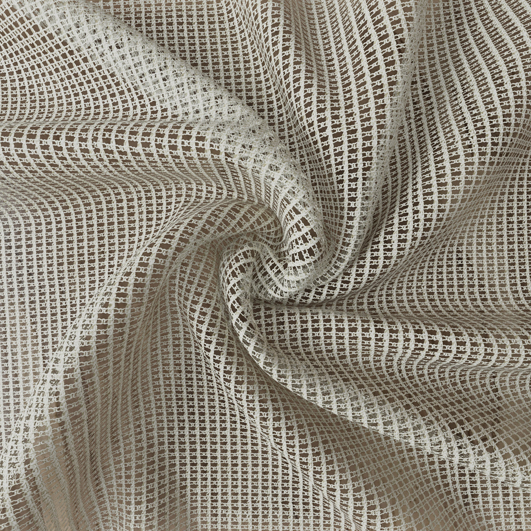 Krem Örme Dosyası Kare Zemin Düz Tül Perde | Inessa