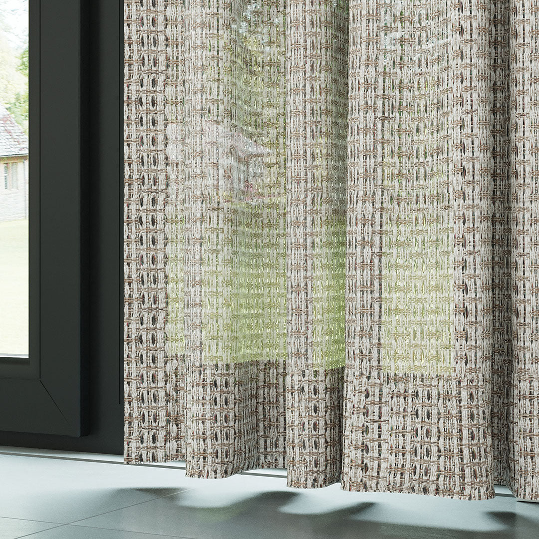 Krem Simli Modern Kalın Hasır Dekoratif Dosya Düz Tül Perde |Traverse