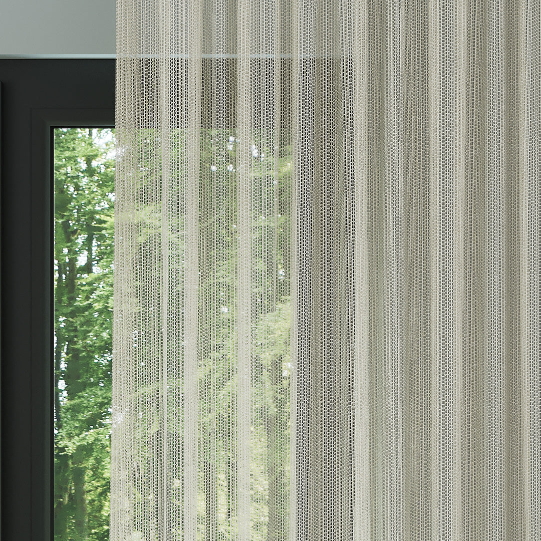 Krem Trend Kare Dosya Örme Düz Tül Perde | Alacakaranlık