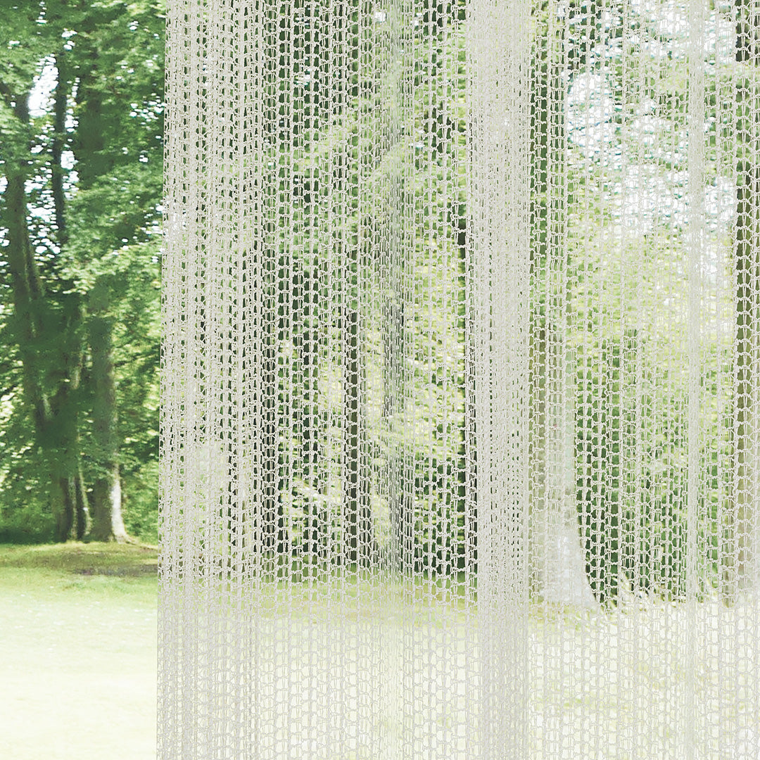 Krem Trend Kare Dosya Örme Düz Tül Perde | Alacakaranlık