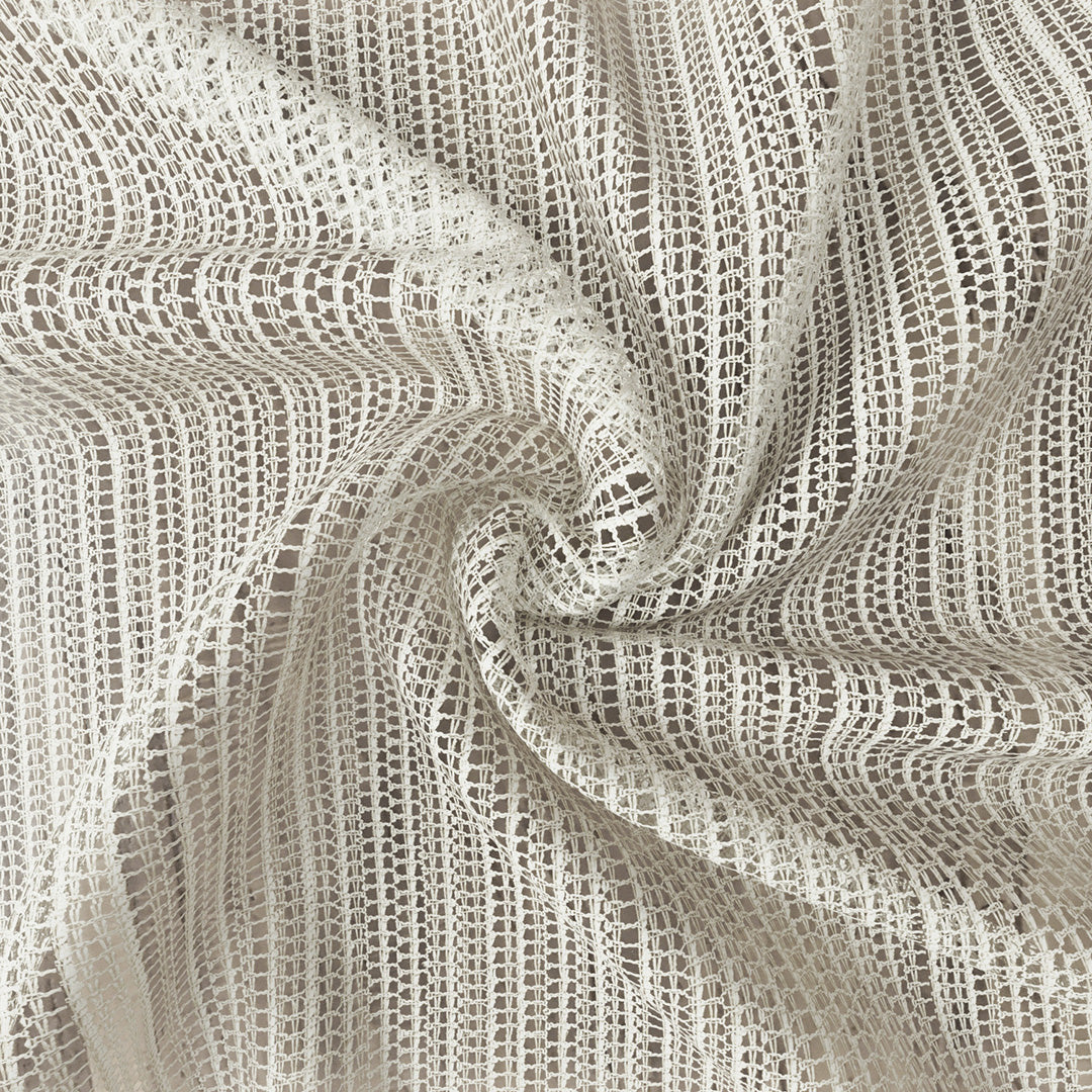 Krem Trend Kare Dosya Örme Düz Tül Perde | Alacakaranlık