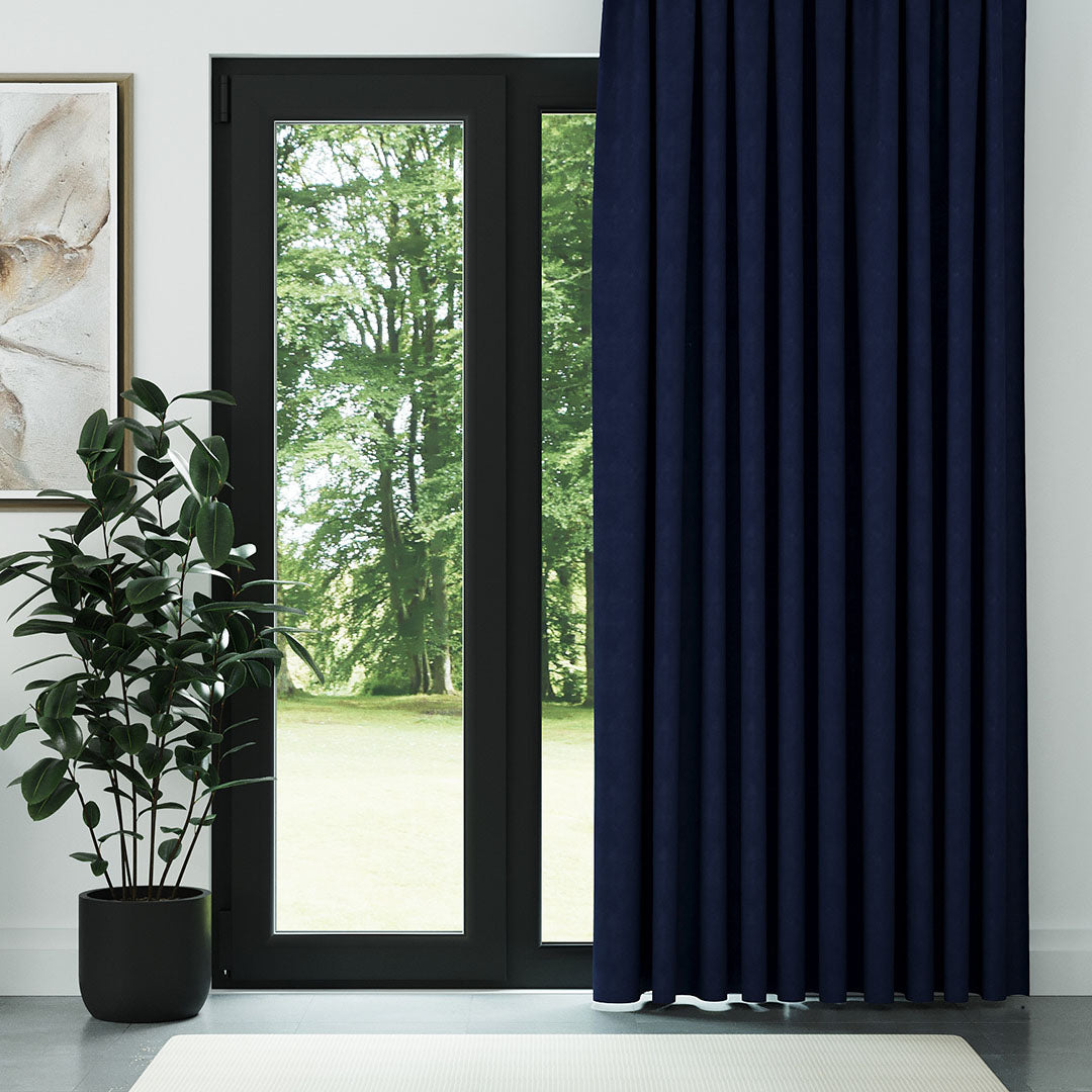 Lacivert Naturel Keten Fon Perde | Casual