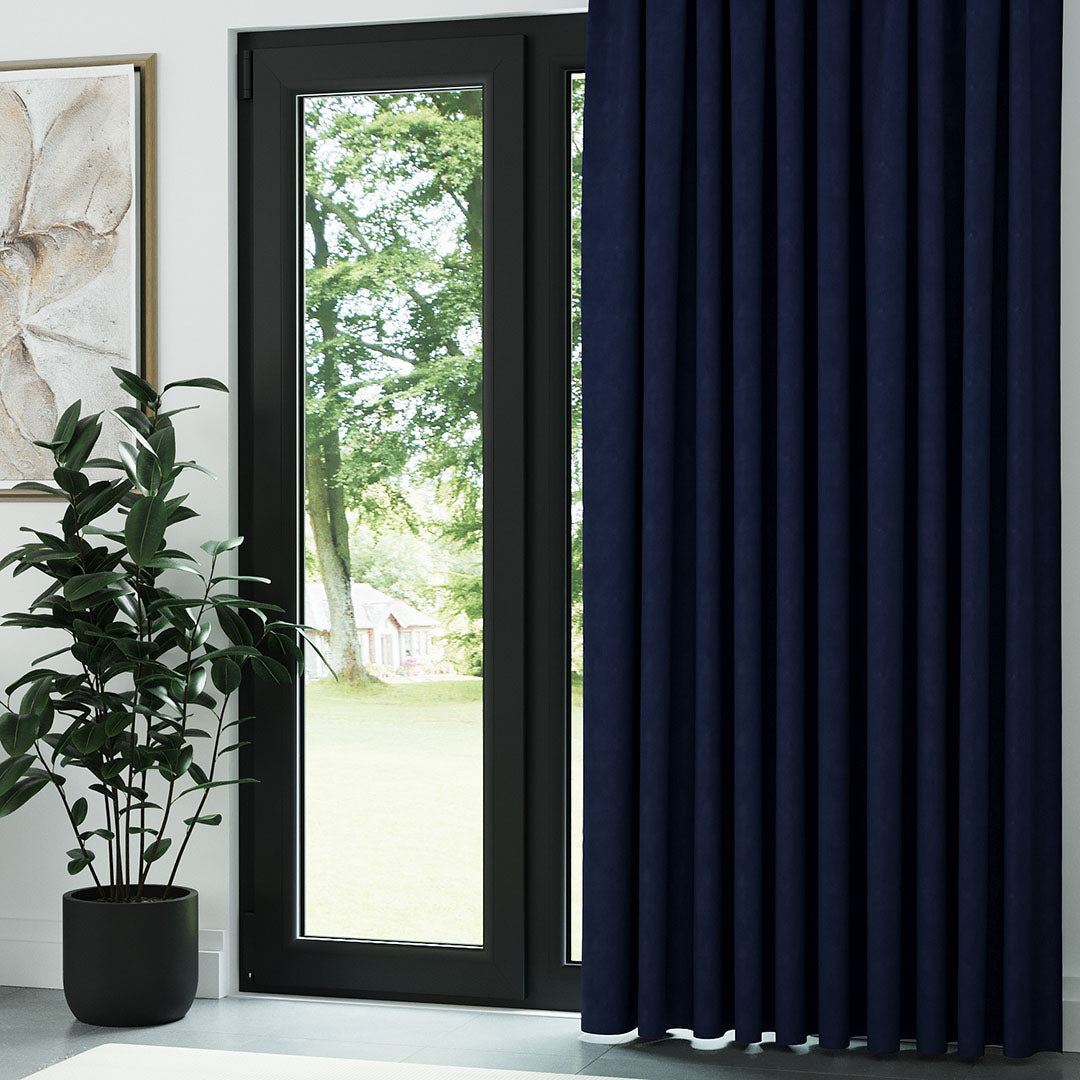 Lacivert Naturel Keten Fon Perde | Casual