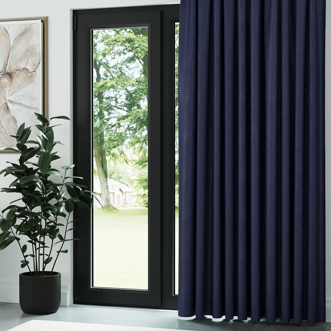 Lacivert Parlak Fitilli Kadife Fon Perde | Kylo