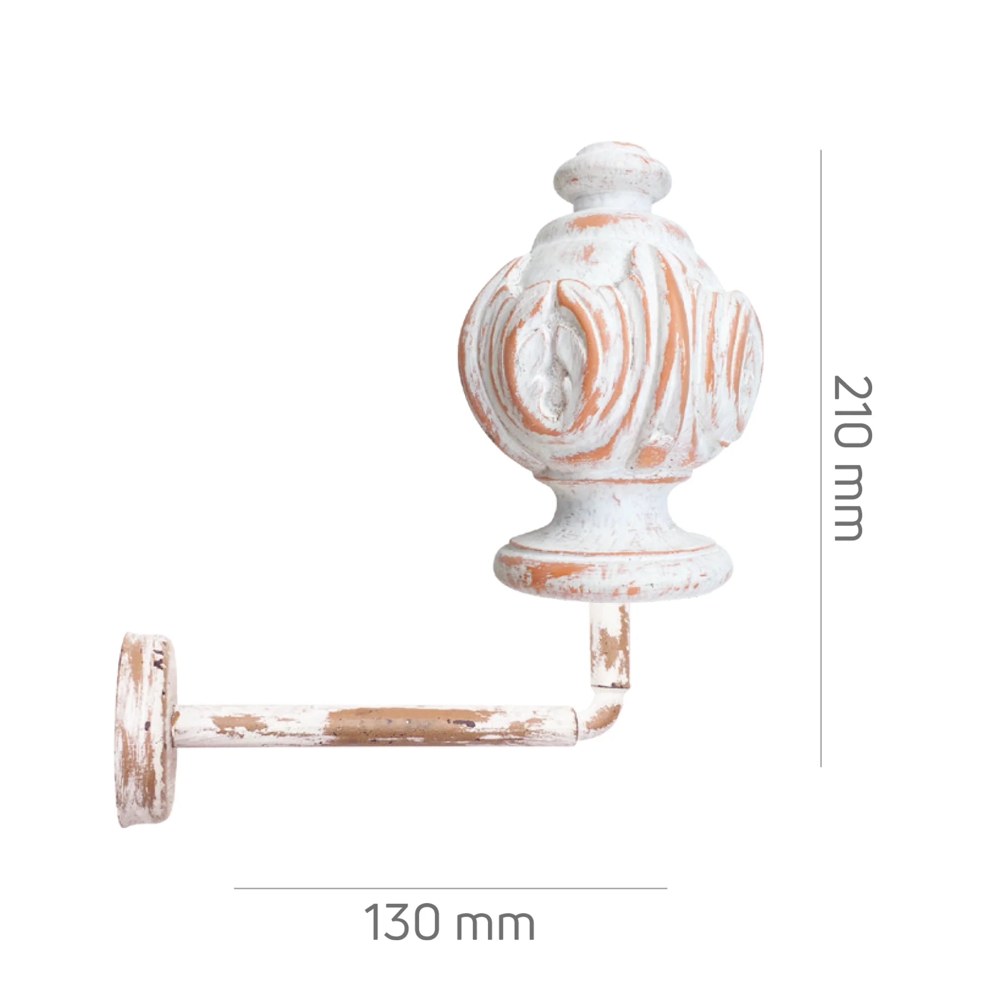 Perde Tutucu Renso - Turuncu Beyaz Eskitme Metal - Antik