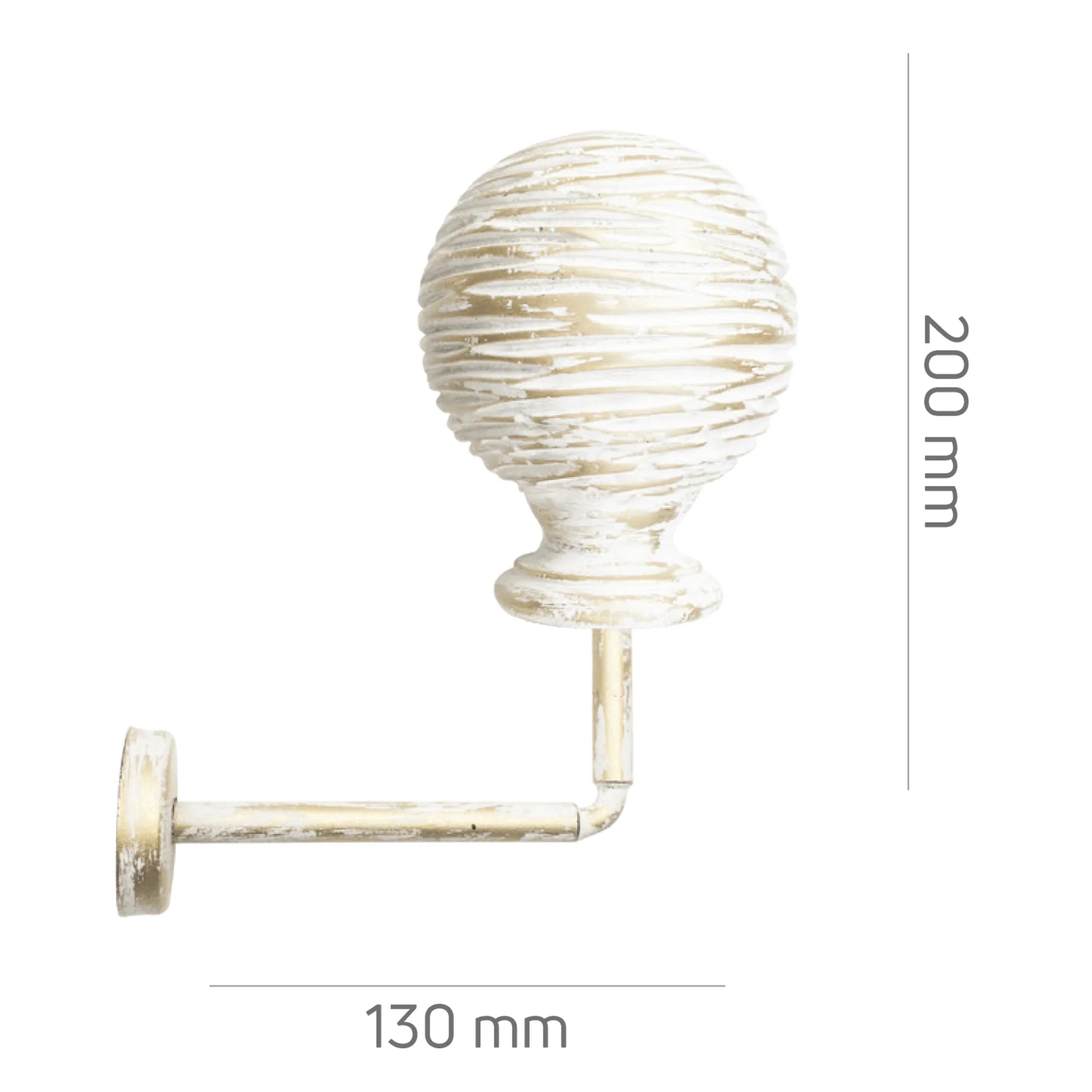 Perde Tutucu Renso - Beyaz Eskitme Metal - Vintage