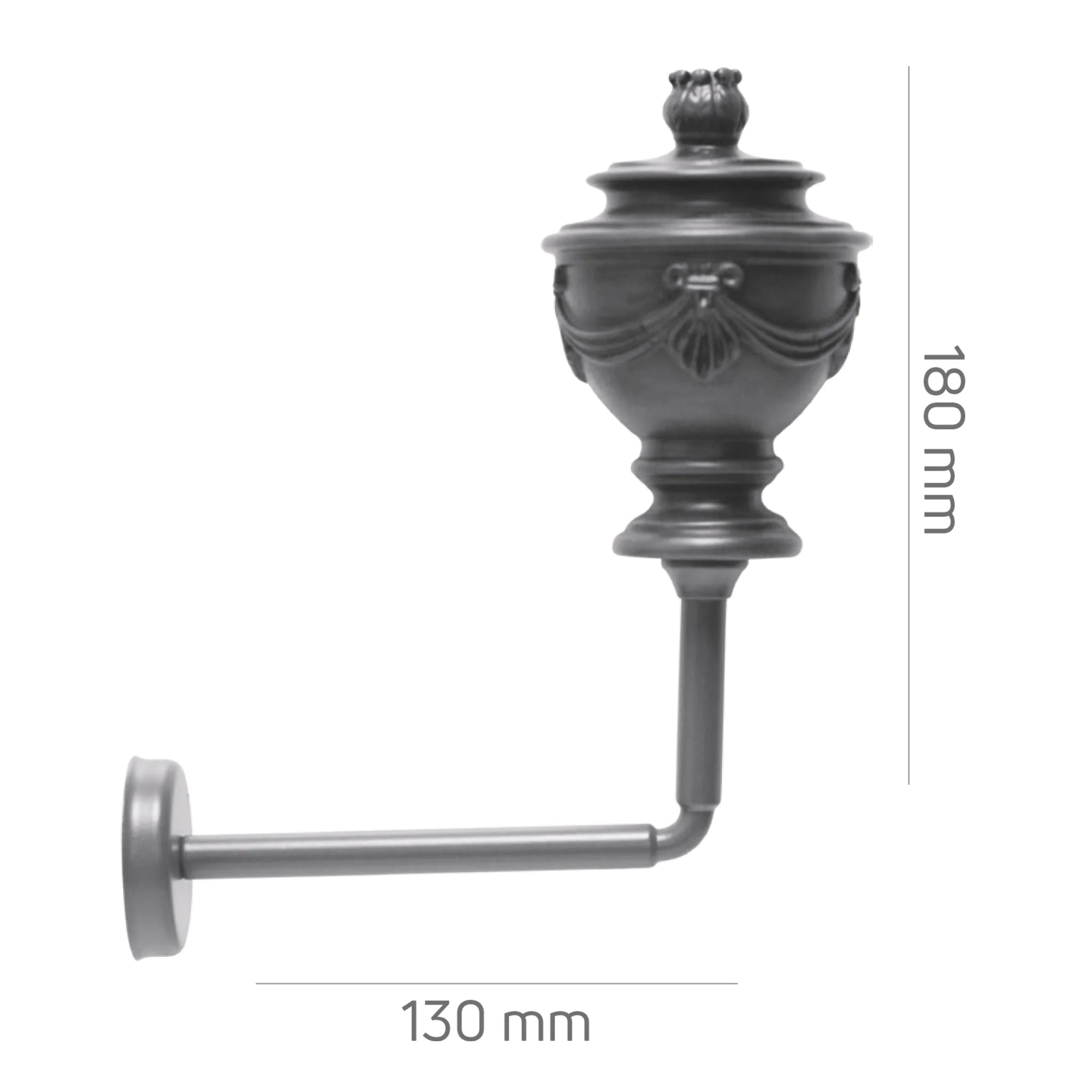 Perde Tutucu Renso - Antrasit Eskitme Metal - Fiyonklu Vazo