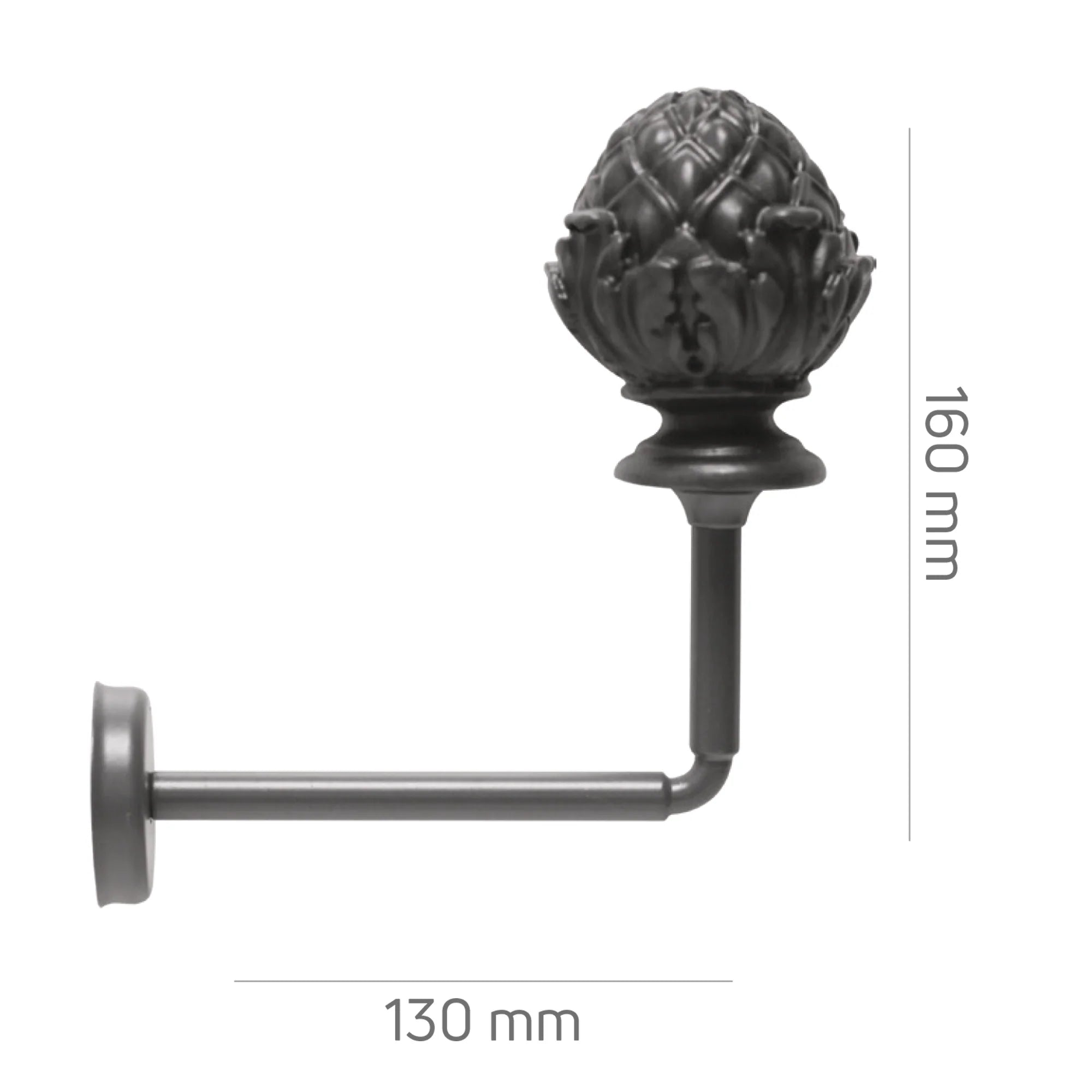 Perde Tutucu Renso - Siyah Eskitme Metal - Flora