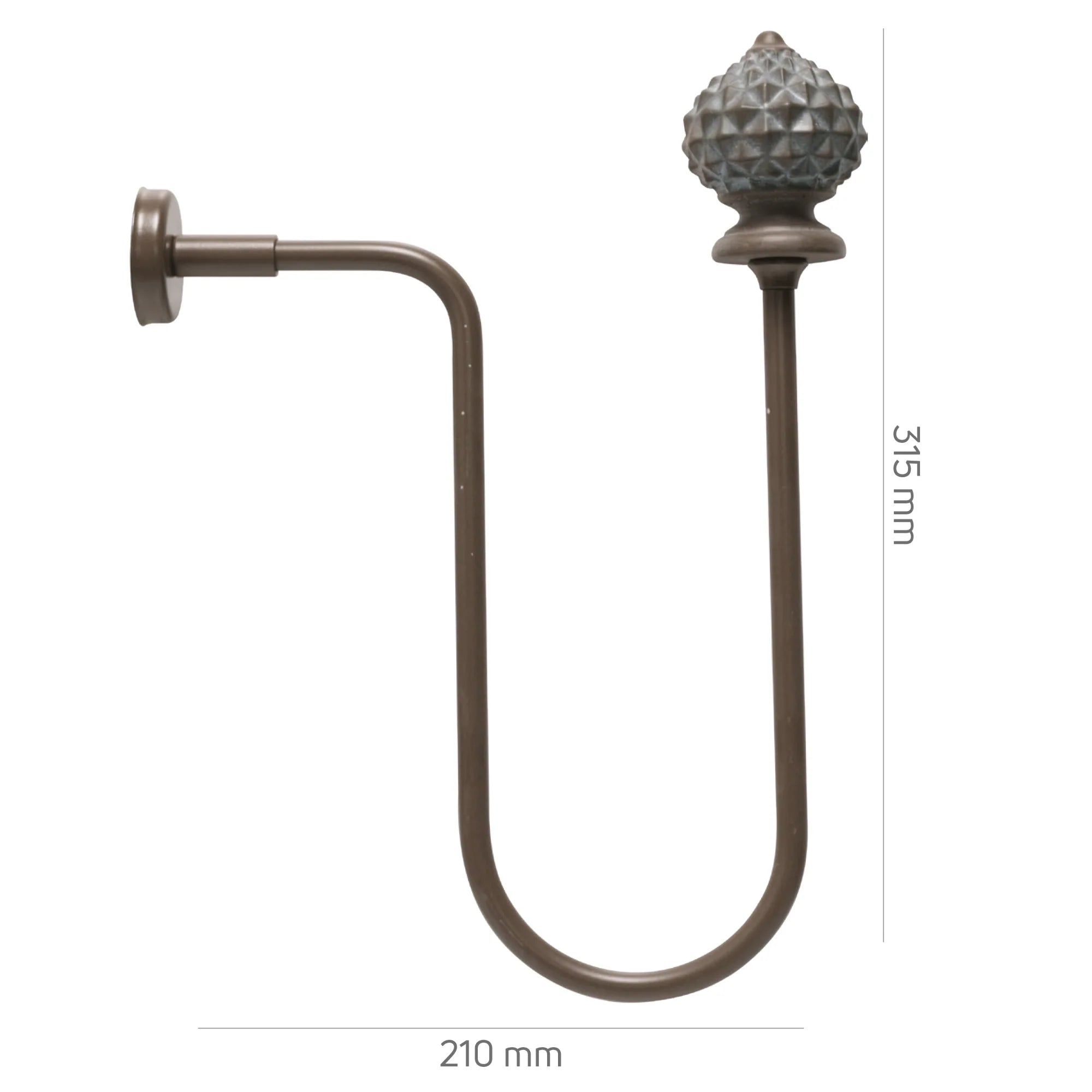 Perde Tutucu Renso Kol Bağı - Kahverengi Eskitme Metal - Elmas