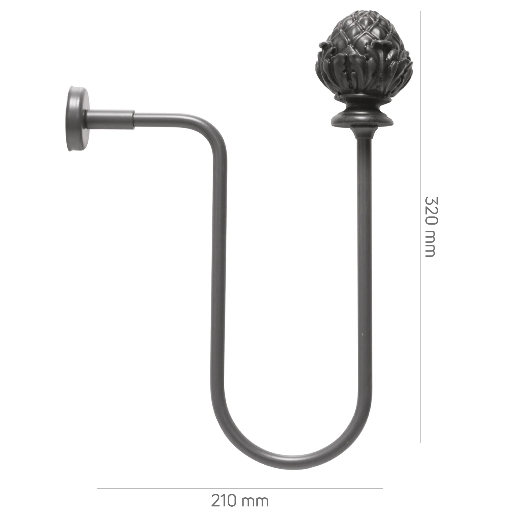 Perde Tutucu Renso Kol Bağı - Siyah Eskitme Metal - Flora