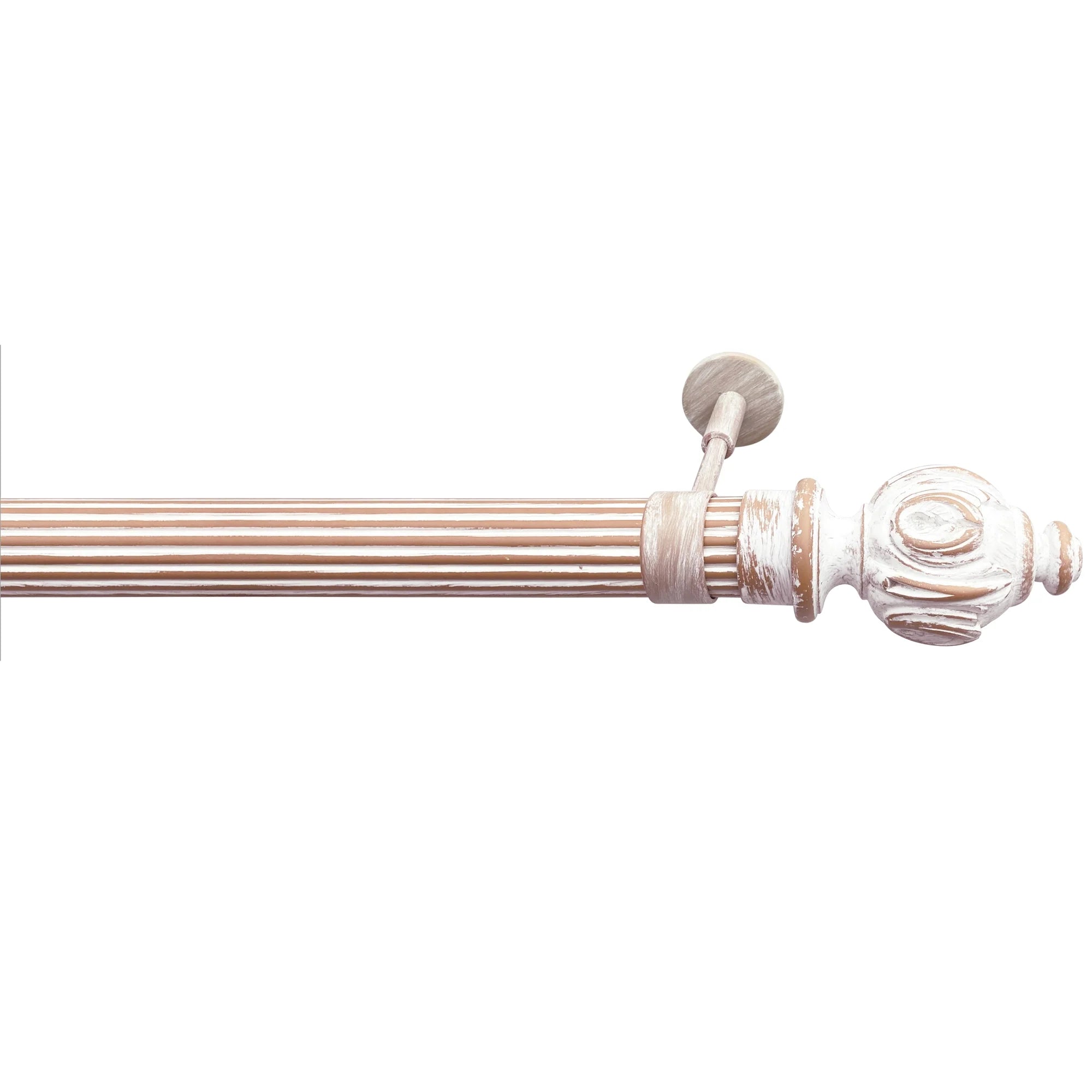 Rustik Perde Borusu 30 mm - Beyaz Turuncu Eskitme Metal - Antik