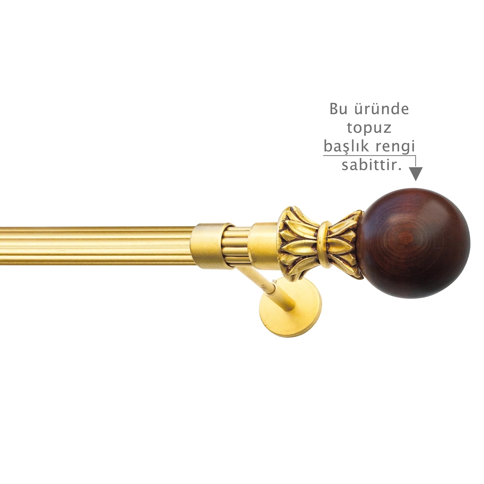 Rustik Perde Borusu 30 mm - Altın Eskitme Metal - Küre