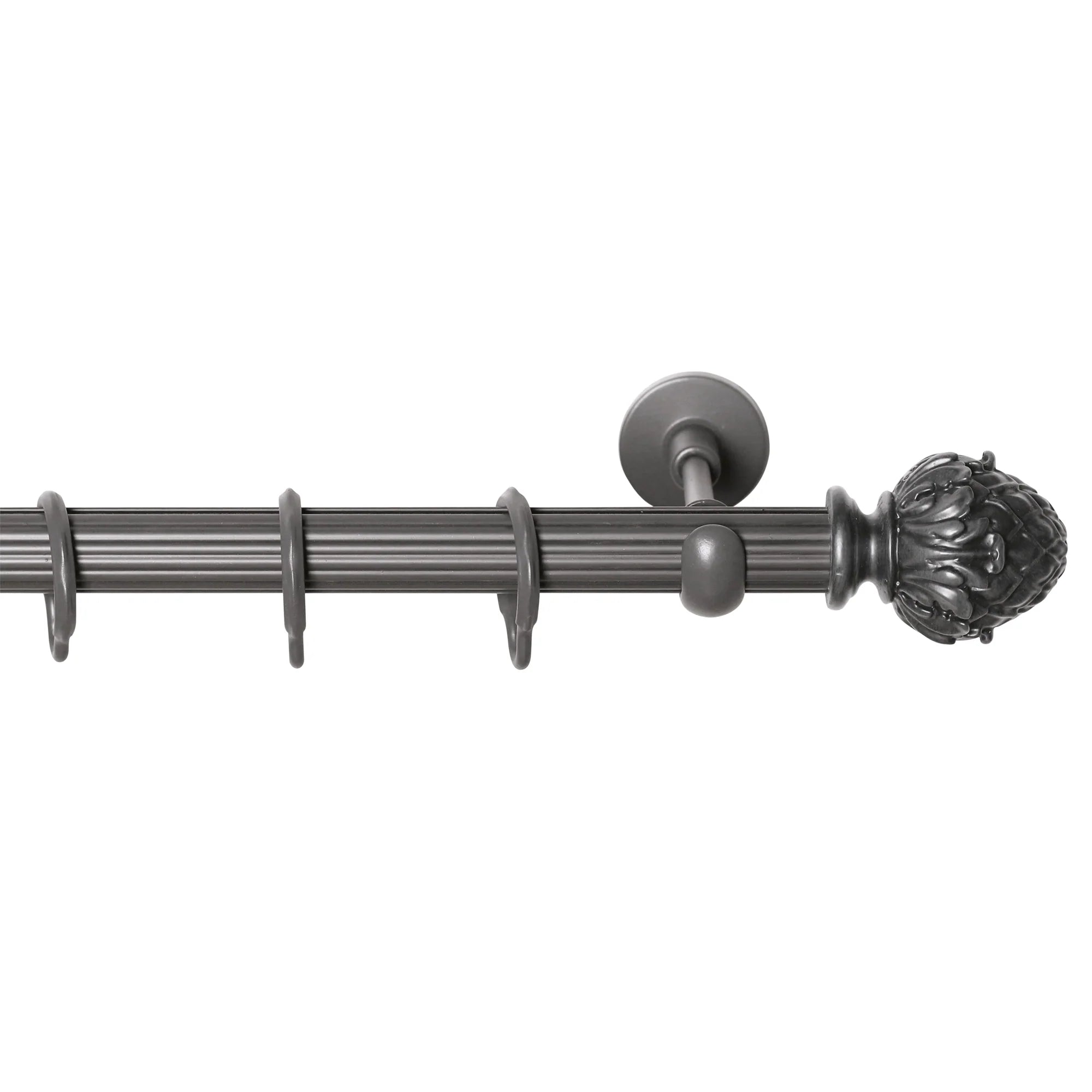 Rustik Perde Borusu 30 mm - Siyah Eskitme Metal - Flora