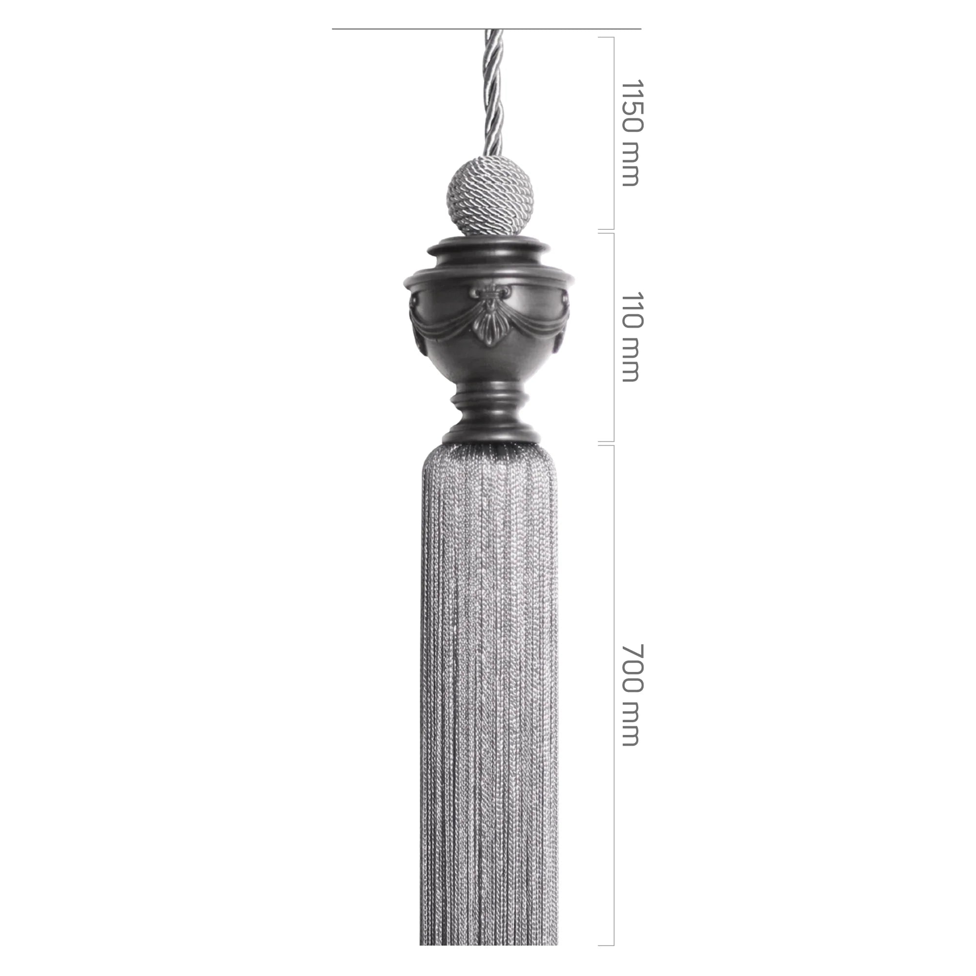 Sarkıt - Antrasit Siyah Eskitme Metal - Fiyonklu Vazo