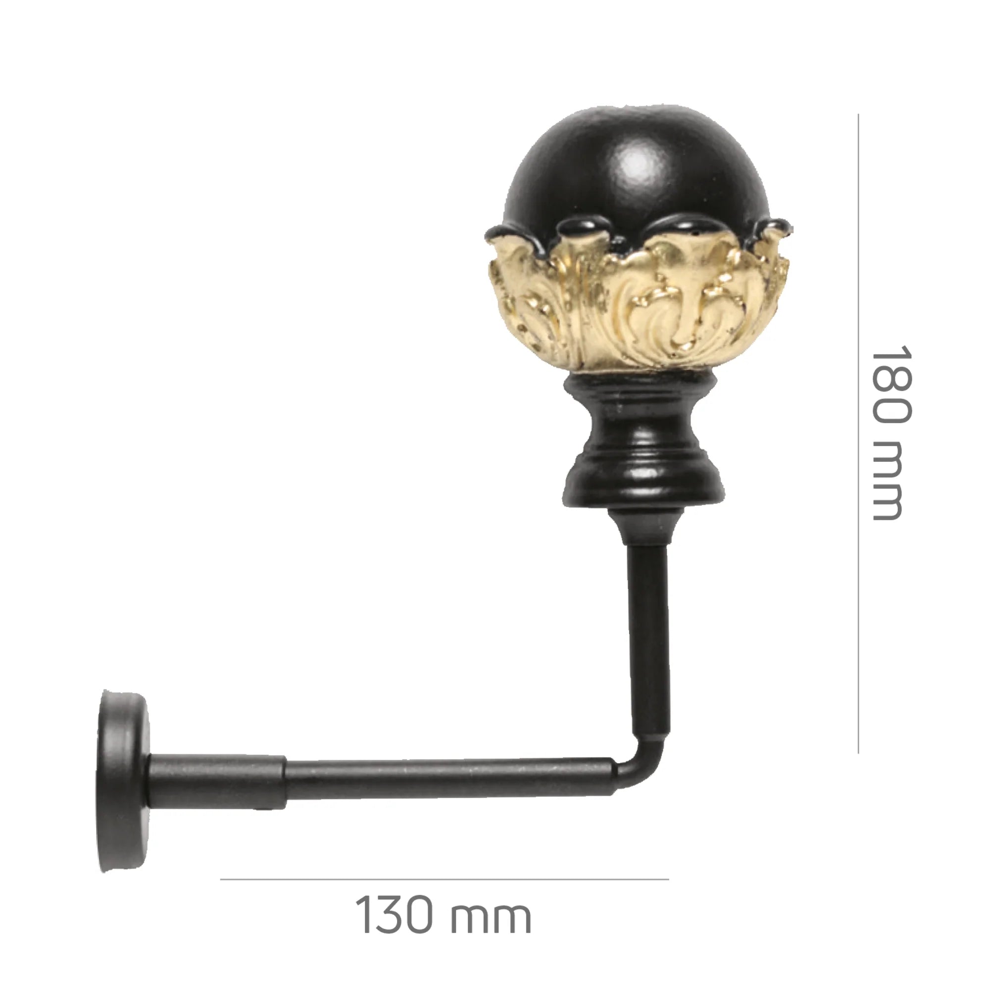 Perde Tutucu Renso - Siyah Altın Eskitme Metal - Ornato