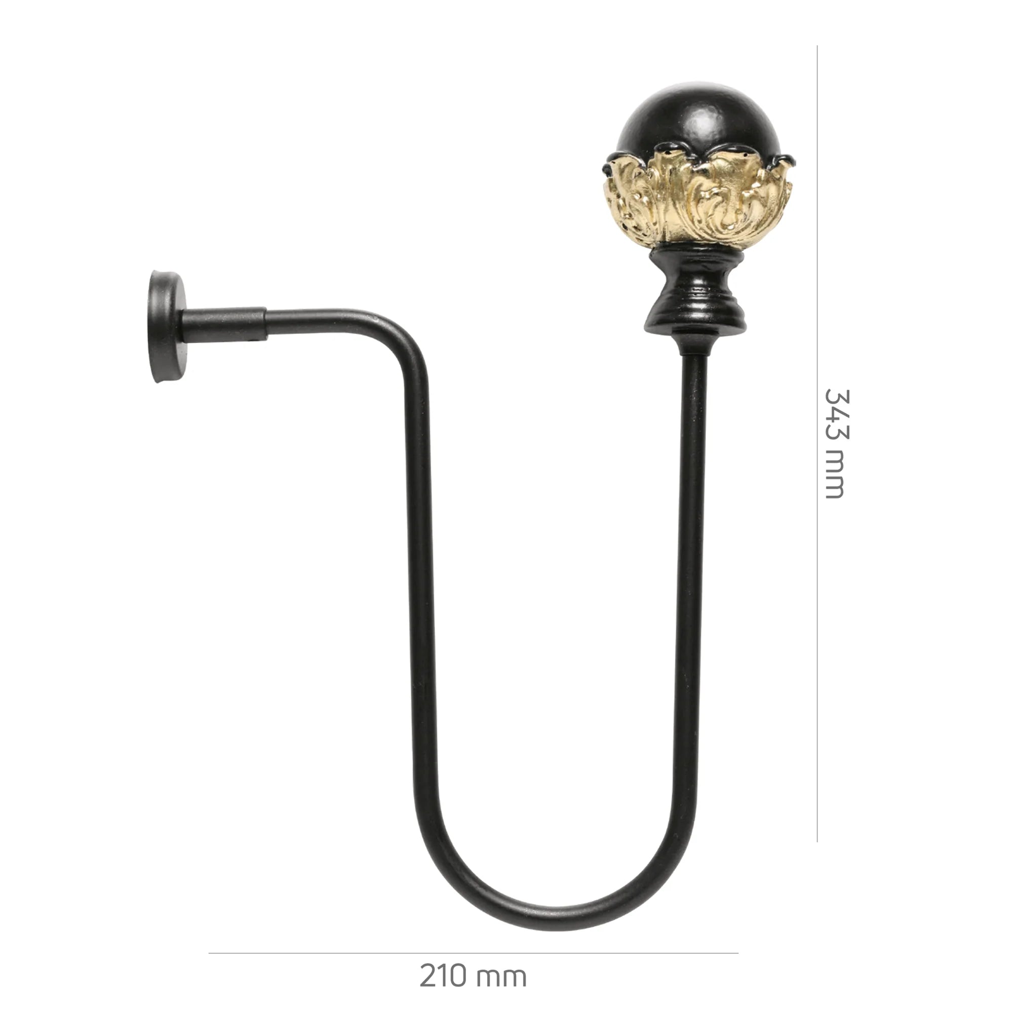 Perde Tutucu Renso Kol Bağı - Siyah Altın Eskitme Metal - Ornato