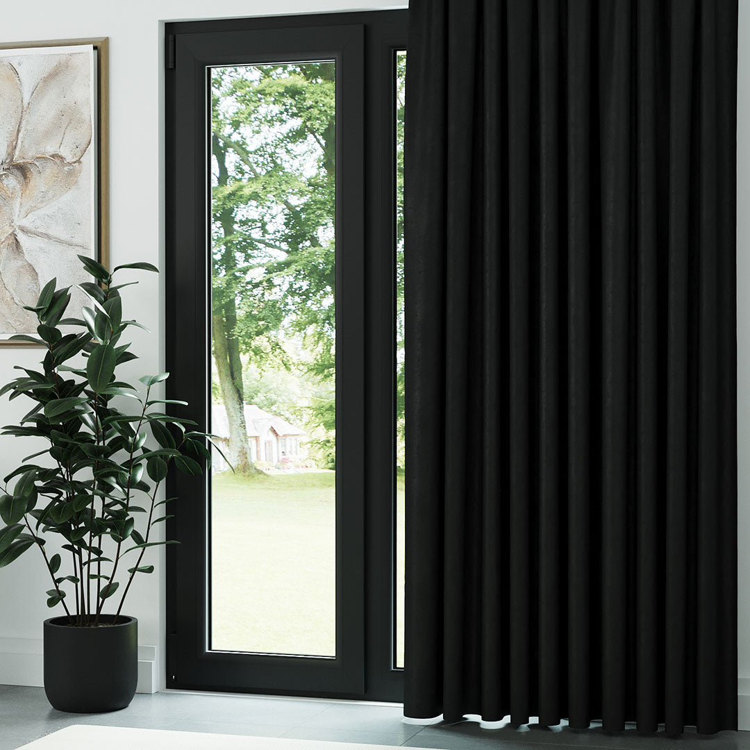Siyah Parlak Fitilli Kadife Fon Perde | Kylo