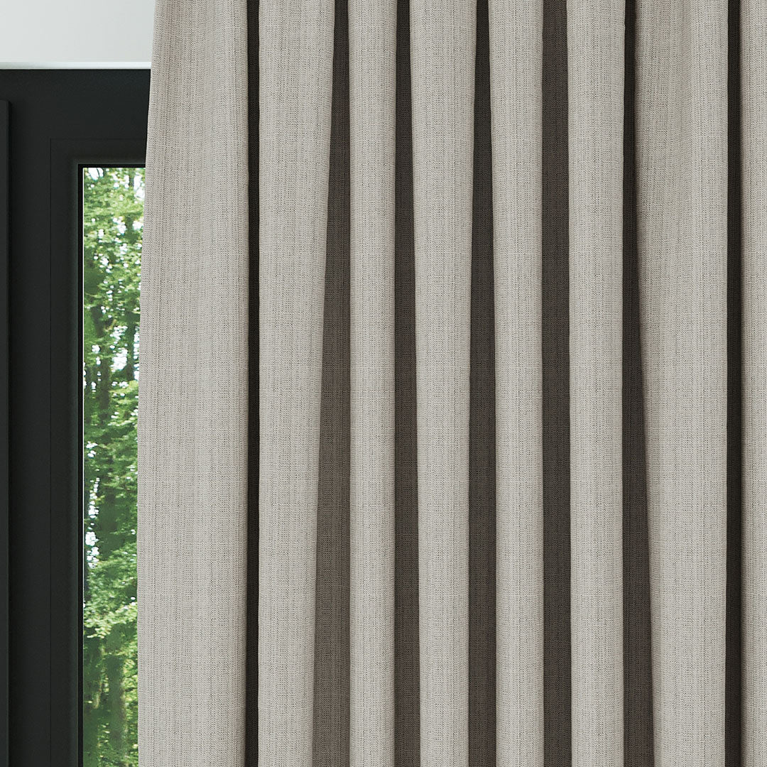 Taş Rengi Keten Desen Efekli Dökümlü Fon Perde | Ezri